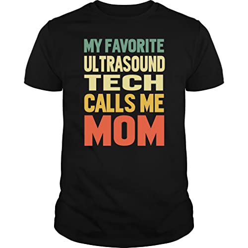 My Favorite Ultrasound Tech Calls Me MOM Job Title Vintage - Unisex Tee Black