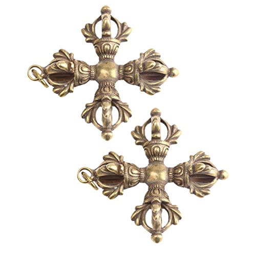 Pendentif Vajra Dorje tibétain en laiton, lot de 2 charms bouddhistes parfaits pour offrir