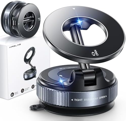 MRGLAS 2026 Upgraded Vakuum Handyhalterung Auto, Saugnapf Autohalterung | [2800gf Magnet für Magsafe], [98LBS Saugnapf Handyhalterung], KFZ Magnethalterung für iPhone 18 17 16 15 1