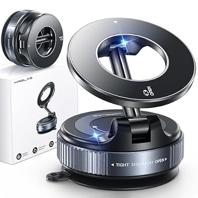 MRGLAS 2026 Upgraded for MagSafe Vacuum Car Phone Mount, Ultra Strong Magnetic Phone Holders for Your Car, 360° Adjustable Suction Cup Car Mount, for iPhone 12–17 Pro Max, Car & Truck Accessories