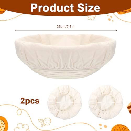 2PCS Bread Proofing Cover for Banneton Basket, Round Brotform Liner Cloth, Natural Rattan Bread Covers for Dough, Homemade Sourdough Baking Accessories, Pastry Cloth (Oval, 9.8Inch) - Thumbnail 3