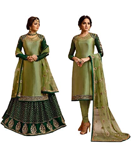STELLACOUTURE Eid Special Ethnic wear Indian/Pakistani Salwar Kameez with Lehenga Suit for Women 3001 (Kameez with Salwar, M-40) Green