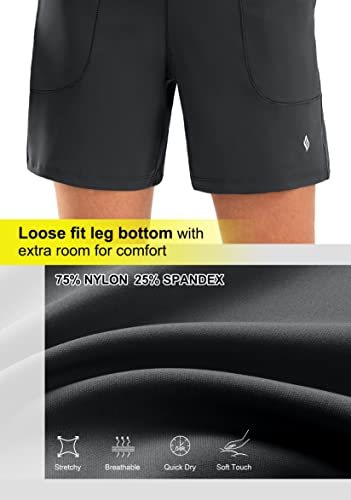 Santiny Women's 6'' Athletic Long Shorts With 4 Pockets High Waisted Bermuda Shorts For Women Walking Running Casual (Dark Grey_L) #TOP3