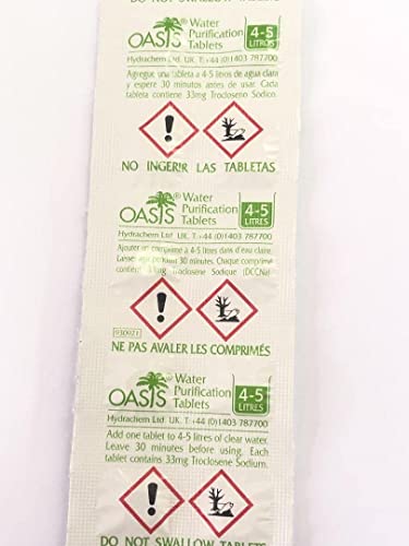 Oasis 33mg Water Purification Tablets 1 Tablet Purifies 4-5 Litre (Pack of 100 Tablets)