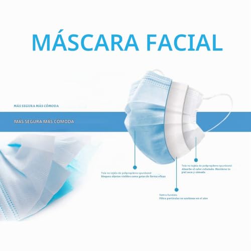 Miniatura 2 de Manmaning Niños Mascarillas 3 Capas Con Elástico 50 Unidades Para Los Oídos Maning-Nm50-R4 50, Azul