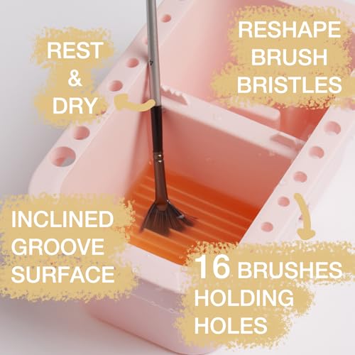 Image of SEVENY Multifunctional Paint Brush Cleaner & Holder, Pink | Painting Accessories, With Handle, For Acrylic, For Watercolor, For Water-Based Paints
