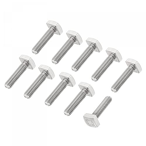 Image of uxcell Square Head Bolt, 10pcs M4x16mm Fully Thread 304 Stainless Steel Grade C Square Machine Screws