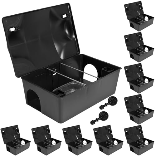 10 x Köderstation Ratten Set Köderbox Garten Mausfalle Mäuse Rattenköderbox Box Rattenköderstation Rattenfalle Kinder- Haustiersicher Koederbox Gift Petigi