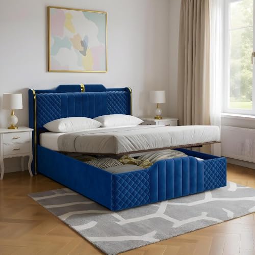 Image of Wakefit Velura Queen Size Hydraulic Storage Upholstered Bed