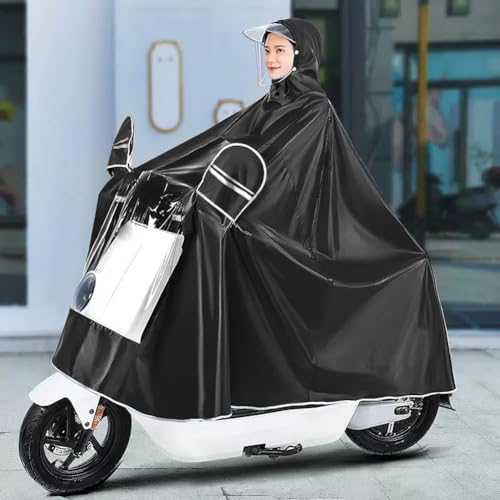 Image of HAOZAIKEJI Universal Motorcycle Raincoat Waterproof Hoodie Rain Cape Reusable Bike E-bike Rain Coat Mobility Scooter Outdoor Rain Poncho with Detachable Hat Brim Reflective Strip for Men Women