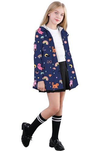 Image of Betusline Girl's Single Breasted Trench Coat Hooded Dress Coat Outerwear, 2-14 Years