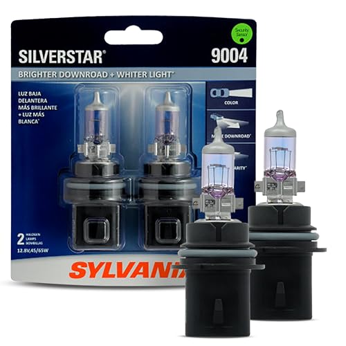 SYLVANIA - 9004 SilverStar - High Performance Halogen Headlight Bulb, High Beam, Low Beam and Fog Replacement Bulb, Brighter Downroad with Whiter Light (Contains 2 Bulbs) -  9004ST.BP2