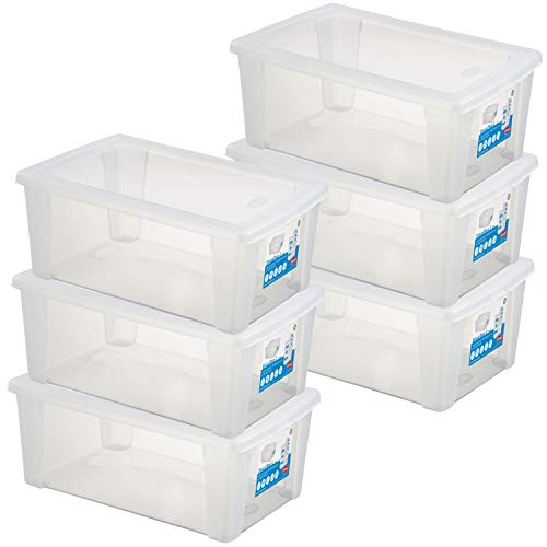 Pack de 6 cajas con tapa de 10 L, 36 x 25 x 14 cm, transparentes