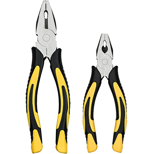 Lineman’s Pliers Combination Pliers 6 Inch & 8 Inch Pliers with Wire Cutter， Heavy Duty Chrome Vanadium Steel Construction Professional Handle