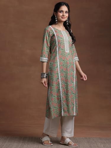 Image of Libas Printed Cotton Straight Kurta for Women