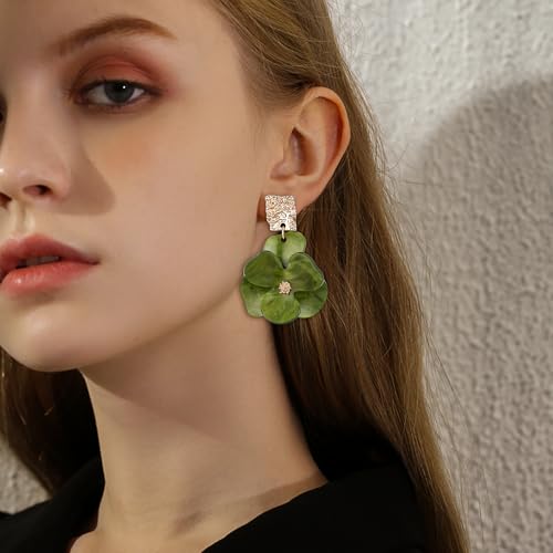BriLove Handmade Bohemian Floral Earrings for Women, Exaggerated Layered Flower Statement Drop Dangle Summer Jewelry Accessories3
