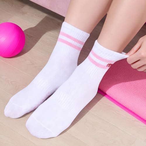 Image of Pilates Grip Yoga Socks For Women Barre Socks Cute Athletic Non Slip Sock | Soft cotton, breathable Non-slip grip sole Ruffle embroidery design For pilates barre yoga Cute women's gift