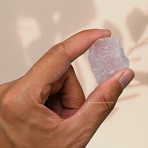 Image of Amazing Gemstone 2 Pieces Rose Quartz Raw Crystals and Healing Stones, Natural Rocks for Tumbling and DIY Raw Stones and Crystals