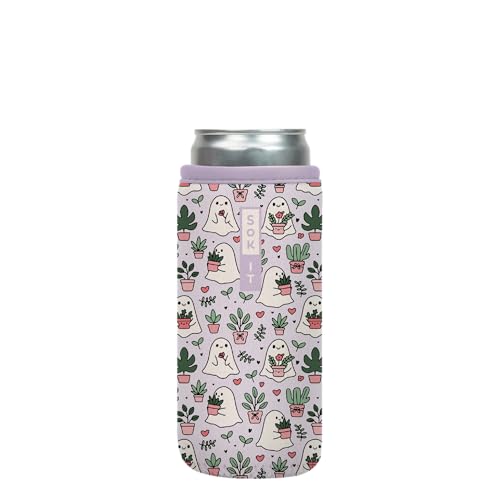 Sok It CanSok Sleeve for Beer & Soda Insulated Neoprene Cover (Boo-tanicals, 12oz Slim Can Sleeve)