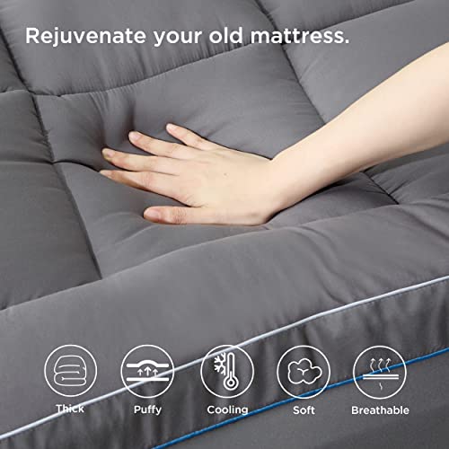 Bedsure Mattress Topper King Size - Extra Thick Cooling Mattress Pad Cover With 8-21" Deep Pocket, Plush Soft Pillow Top Bed Topper For Back Pain, Overfilled Down Alternative Filling, Grey #TOP3