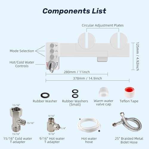 Image of Bidet Attachment for Toilet Seat, Non Electric, Hot /Cold Water Contral | Dual Nozzle Bidets Sprayer with Rear /Feminine Wash Self Cleaning Spray-Adjustable Bidets Wash Butt Cleaner for Bathroom