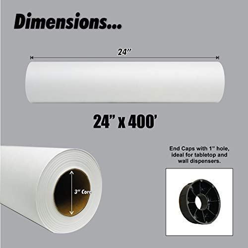 White Kraft Butcher Paper Roll - 24" X 400' (4,800 In) - Best Food Service Wrapping Paper For Smoking Meats, Crawfish Boil, Or Table Runner | Uncoated & Unwaxed | | Made In Usa #TOP1