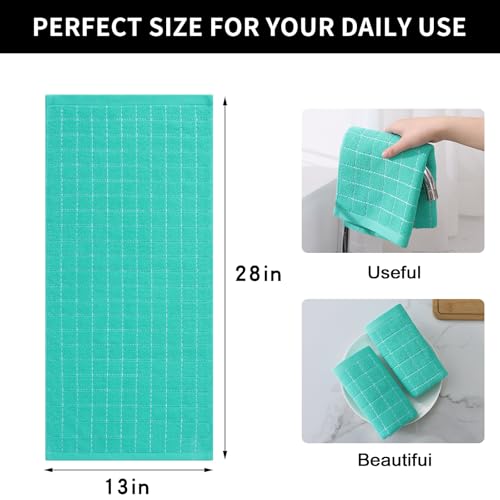 Image of Homaxy 100% Cotton Terry Kitchen Towels, 8 Pack, Turquoise