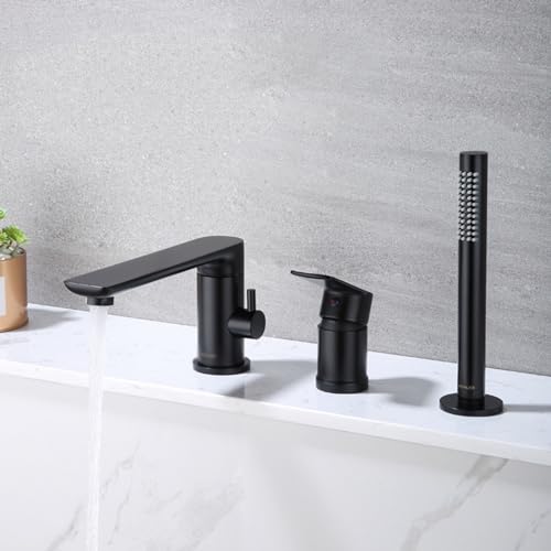Mélangeur de baignoire 3 trous noir mat au design contemporain LWX