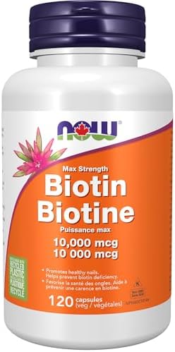 NOW Supplements, Biotin 10 mg (10,000 mcg), Extra Strength, Energy Production, 120 Veg Capsules