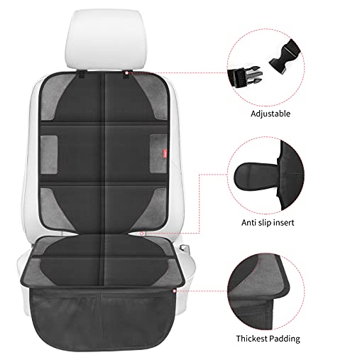 Luilanc Car Seat Protector With Thickest Padding,Waterproof 600D With Storage Pockets,Non-Slip Pets Fabric Child Baby Cover Leather Reinforced Vehicle Seat 1 Pack (Black) #TOP3