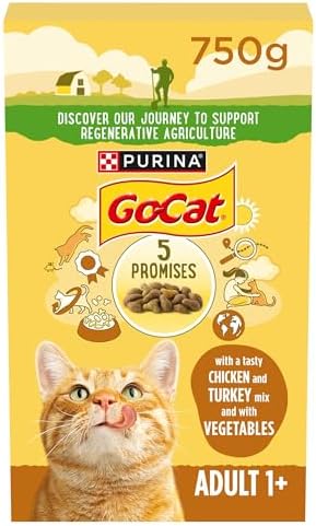 GO-CAT Adult Chicken and Turkey Dry Cat Food 750g, Pack of 5