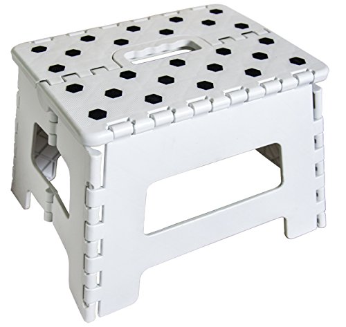 ORGALIF Heavy Duty Folding Step Stool with Anti Slip Dots and Strong Support Ladder for Adults and Kids (White)