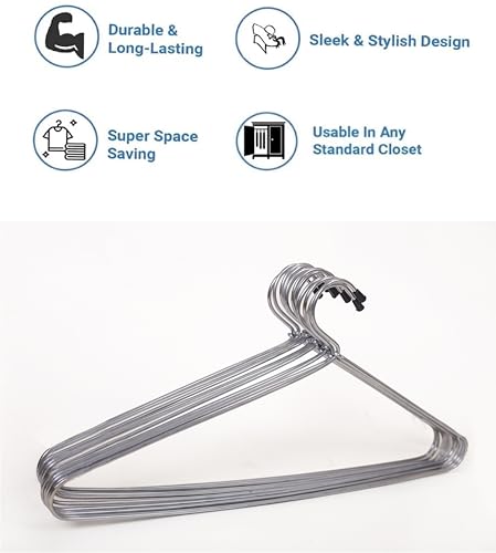 Image of Bindian Steel Hangers for Clothes Hanging, Cloth Hanger, Hangers for Clothes in Wardrobe, Cloth Hangers for Wardrobe, Use it for Saree, Sarees, Shirt, Trouser
