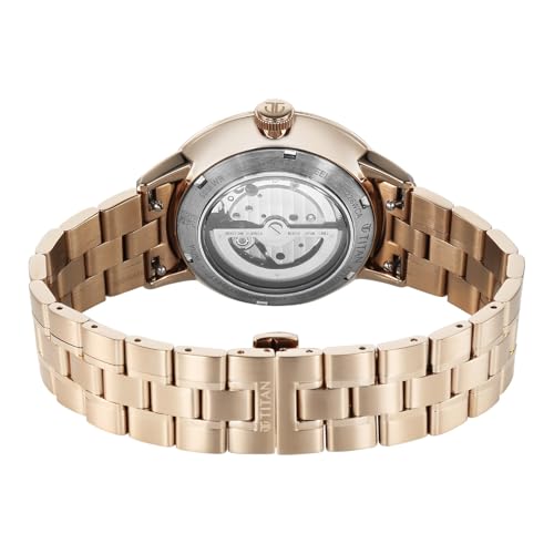 Image of Titan Orbital Open Heart Automatic Analog with White Dial Carnation Gold Stainless Steel Strap Watch for Men - 90226WM01
