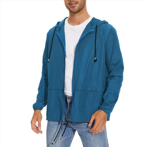 Image of Durio Packable Rain Jacket Mens Waterproof with Hood Lightweight Raincoat for Men Hiking Cycling Windbreaker