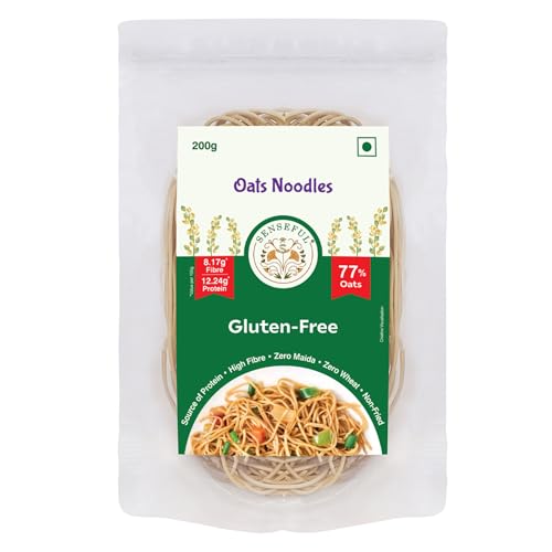 SENSEFUL Oats Noodles - Gluten-Free, With 77% Oats - 200 gm | Zero Maida, Zero Wheat, Source of Protein, High Fibre, Low Fat, Low Sugar & Non-Fried