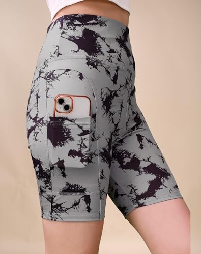 Image of High Waist Sports Activewear Printed Shorts for Women Ideal for Gym and Yoga or Cycling with Side Pocket, Stretchable, Flexible, Slim Fit