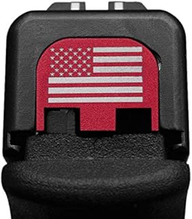 Cool Hand Replacement Slide Back Plate for Glock, Fits Most Models Gen 1-5, with Logo of Your Choice (American Flag Red)