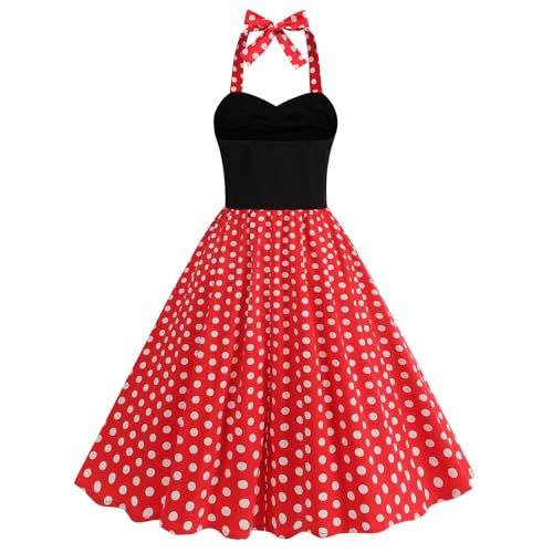 Image of 1950s Dresses for Women Vintage 50s Polka Dot Pinup Retro 40s 60s Rockabilly Audrey Hepburn Tea Party Cocktail Swing Dress