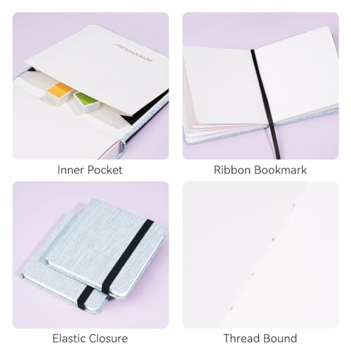 Lightwish Caderno quadrado de aquarela, 100% algodão, 300 g/m², sem ácido, 24 folhas de papel em aqu