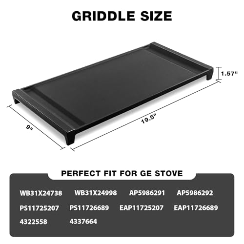Lineslife Upgraded WB31X24738 Cast Iron Griddle Replacement for GE Gas Stove, 19.5"×9" Heavy Duty Stove Top Center Griddle, WB31X49806 Cast Iron Pan by Lineslife - Used condition - Image 2