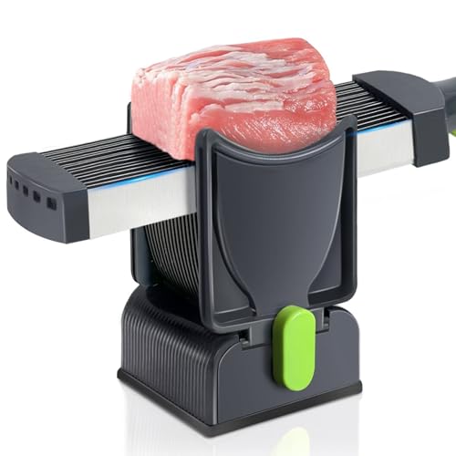 JUANWAN Fresh Meat Slicer - Thickness Adjustable 2 or 4 mm 17 IN 1 Stainless Steel Manual Meat Slicer Set for Fresh Meat Slicing Shredding Food Cutter for Beef Pork Mutton Home Cooking BBQ Hot Pot