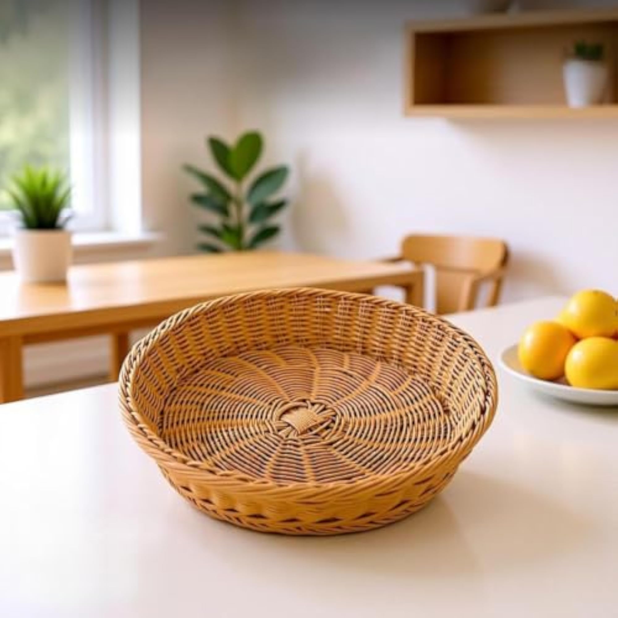 Oval PVC Woven Basket, Snack and Fruit Storage Tray