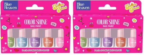 Image of Blue Heaven Color Shine Nail Polish Set for Women | Pack of 10| Glossy Finish | Quick Drying | Long Lasting Nail Polish for Women | Chip Free Nail Paint | Gift Set for Women|Summer Sorbet, 25ml