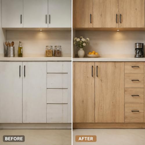 Image of HOME13 Wood Grain Wallpaper Peel and Stick Wood Contact Paper Self Adhesive Removable Thickend Wooden Wall Paper for Cabinets Drawer Shelf Liner Waterproof(24x78 Inch, Natural Oak)