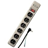 Fargo STEEL TAP 電源タップ スチール製 3ピン対応 アース線付き コード 壁掛け 固定 (シャンパンシルバー, 6個口4m)