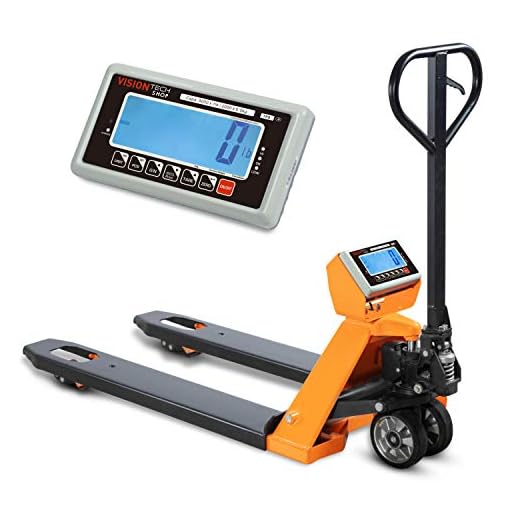 VisionTechShop TPS-1 Pallet Jack Scale, Lb/Kg Switchable, High Capacity 5000lb, 1lb Readability, 48" x 27" Fork Size, Heavy Duty Pallet Jack Scale (Upgraded Version)