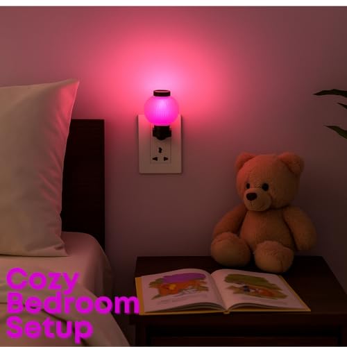 Image of Hi-Plasst Pink Plug in LED Night Lamp - Decorative 0 Watt Bulb Lamp for Bedroom, Wall & Side Table Lighting - Pack of 5