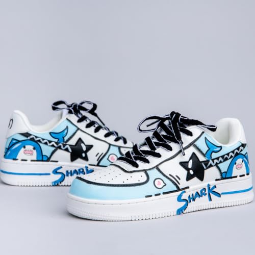 Bobo's House Unisex Hand-Painted Blue Shark Chunky Sneakers Kawaii Ocean-Inspired Vegan Platform Shoes3