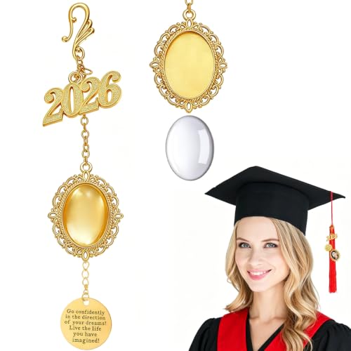 Image of Graduate Memorial Photo Charm, 2026 Gold Wedding Bouquet Charms